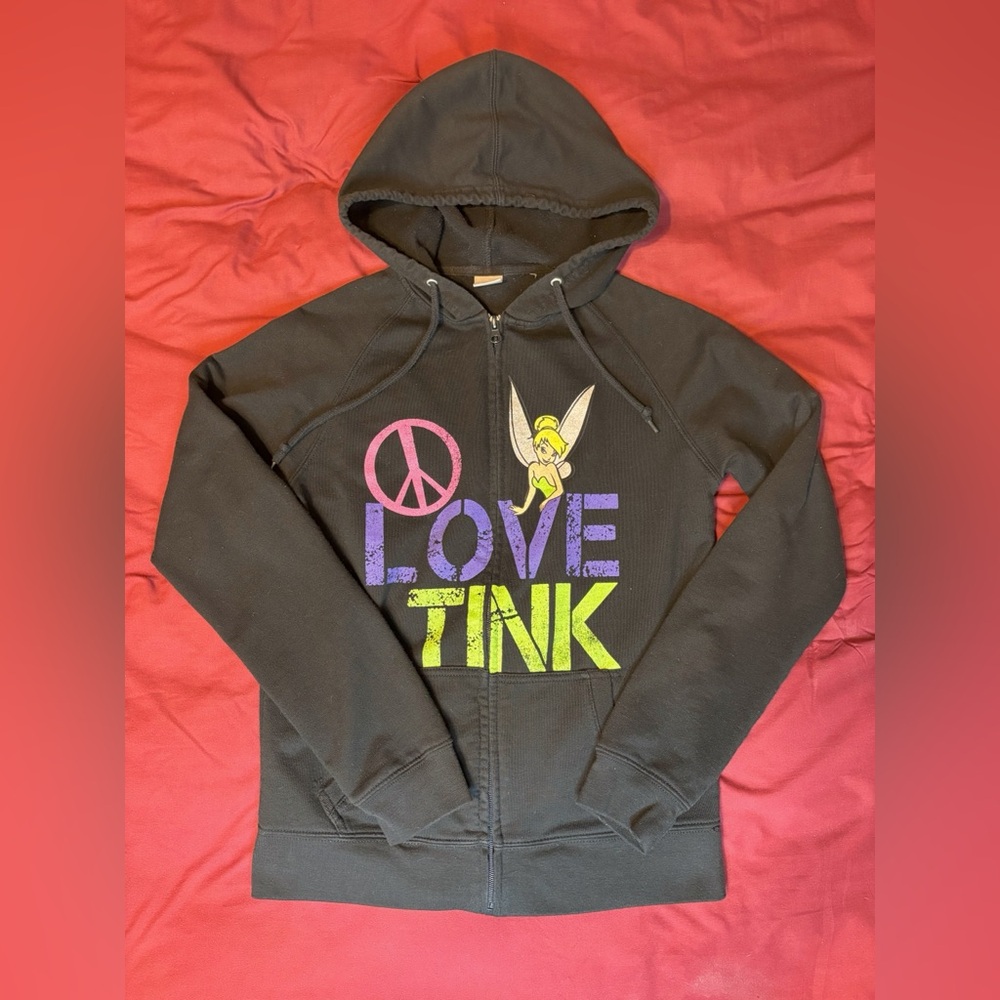 Tinkerbell y2k Disney black zip up hoodie